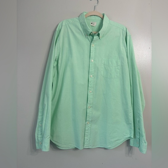 J Crew Mens Cotton Oxford Green Button Down Shirt - Picture 1 of 5